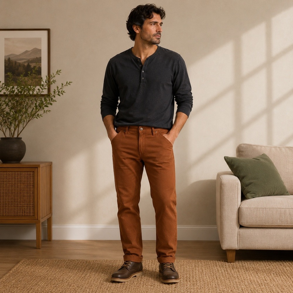 Scott James Slim Fit Pants Brown Mens Size 34x28 Cotton Blend Chino Trousers